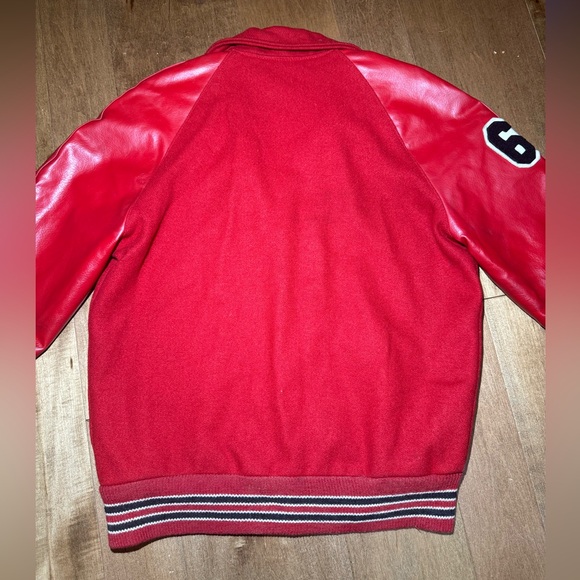 Howe Wool Leather Varsity Jacket Vtg‎ 70’s Sz 38 USA Naugalite Red Embroidered - Picture 9 of 14